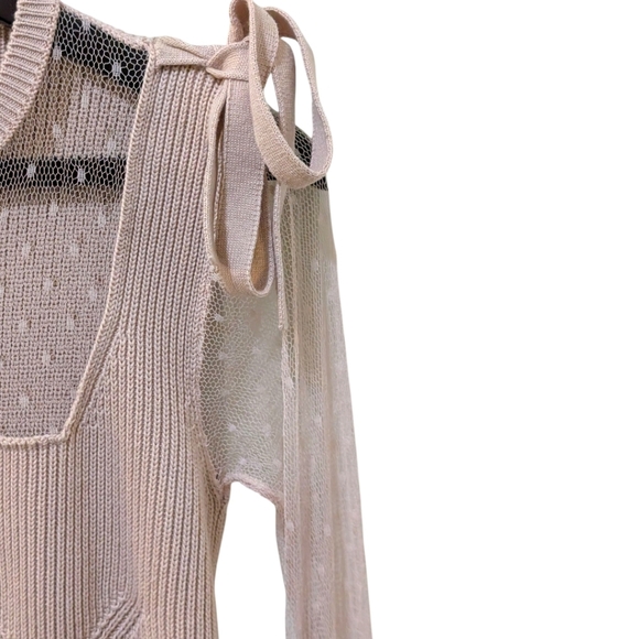 RED VALENTINO Knit & Polka Dot Tulle Mini Dress - Nude/Blush Women's S - Picture 5 of 8